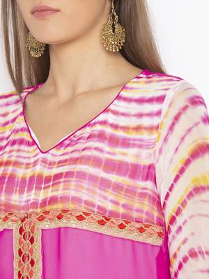 Pink embroidered georgette kurta &-sets 5