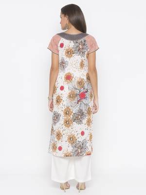 Peach printed cotton kurta &-sets 4