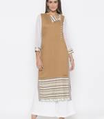 Brown printed cotton kurta &-sets