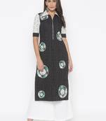 Black embroidered cotton kurta &-sets