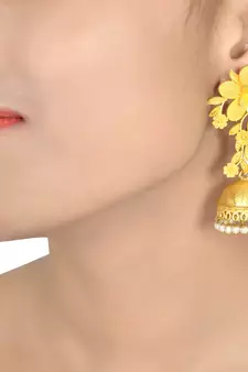 Traditional Gold Plated Floral Jhumka Earrings