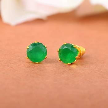 Gold Brass Yellow Gold Plated Round Stud Earrings 1