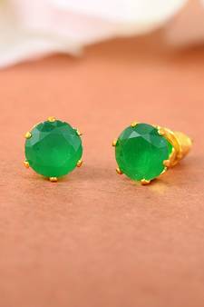 Gold Brass Yellow Gold Plated Round Stud Earrings