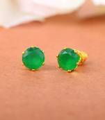 Gold Brass Yellow Gold Plated Round Stud Earrings