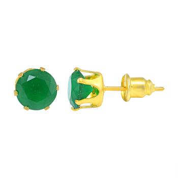 Gold Brass Yellow Gold Plated Round Stud Earrings 3
