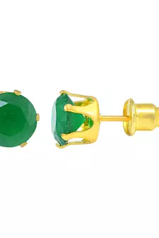 Gold Brass Yellow Gold Plated Round Stud Earrings