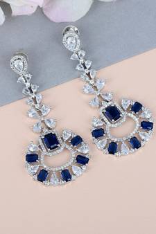 Traditional Diamond Earrings with Blue Monalisa Stone