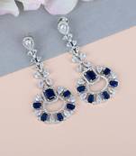 Traditional Diamond Earrings with Blue Monalisa Stone