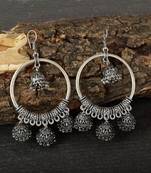 Silver Oxidised Jhumka Earrings