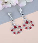 Traditional Diamond Earrings with Red Monalisa Stone