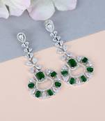 Traditional Diamond Earrings with Green Monalisa stone