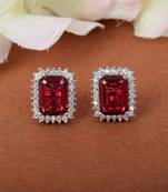 Ruby Red Stone Studs Earrings
