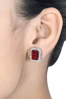 Ruby Red Stone Studs Earrings