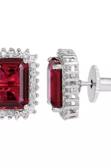 Ruby Red Stone Studs Earrings