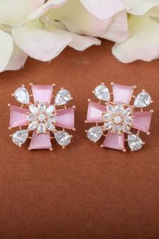 Pink Monalisa Stone Studs Earrings