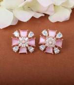 Pink Monalisa Stone Studs Earrings