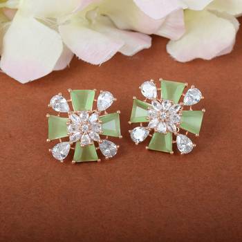 Mint Monalisa Stone Studs Earrings 1