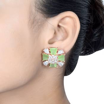 Mint Monalisa Stone Studs Earrings 2