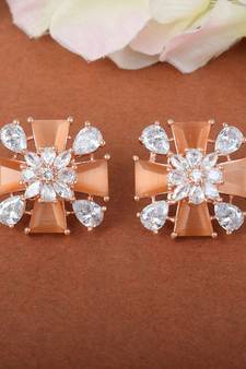 Peach Colored Monalisa Stone Studs Earrings