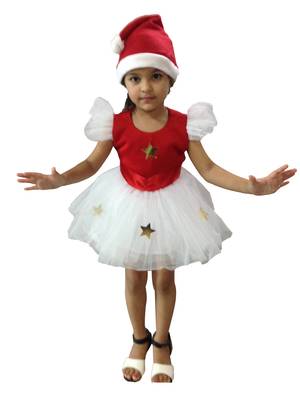 Christmas forck scuba with white net Santa Dress with cap for Baby Girl. 1