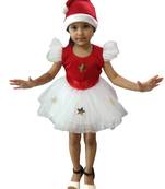Christmas forck scuba with white net Santa Dress with cap for Baby Girl.