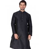 Art Silk Traditional Full Sleeve Chinese Collar Solid Stitched Kurta Churidar For Mens