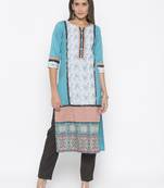 Blue printed cotton kurta &-sets