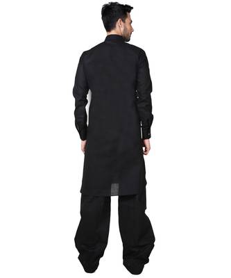 Cotton Traditional Full Sleeve Chinese Collar Solid Stitched Pathani Salwar For Mens 2