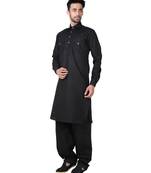 Cotton Traditional Full Sleeve Chinese Collar Solid Stitched Pathani Salwar For Mens