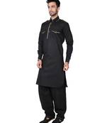 Cotton Traditional Full Sleeve Chinese Collar Solid Stitched Pathani Salwar For Mens