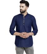 Cotton Traditional Full Sleeve Chinese Collar Solid Stitched Kurta For Mens