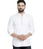 cotton Traditional Full Sleeve Chinese Collar Solid Stitched Kurta For Mens