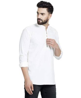 cotton Traditional Full Sleeve Chinese Collar Solid Stitched Kurta For Mens 3