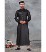 Fine poly and cotton mix Traditional Full Sleeve Chinese Collar Solid Stitched Thobe For Mens