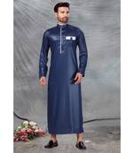 Fine poly and cotton mix Traditional Full Sleeve Chinese Collar Solid Stitched Thobe For Mens