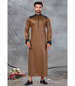 Fine poly and cotton mix Traditional Full Sleeve Chinese Collar Solid Stitched Thobe For Mens