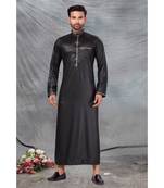 Fine poly and cotton mix Traditional Full Sleeve Chinese Collar Solid Stitched Thobe For Mens