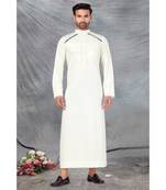 Fine poly and cotton mix Traditional Full Sleeve Chinese Collar Solid Stitched Thobe For Mens