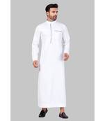 Fine poly and cotton mix Traditional Full Sleeve Chinese Collar Solid Stitched Thobe For Mens