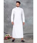 Fine poly and cotton mix Traditional Full Sleeve Chinese Collar Solid Stitched Thobe For Mens