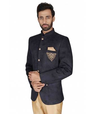 Suede Velvet Traditional Sleeveless Chinese Collar Solid Stitched Jodhpuri For Mens 1