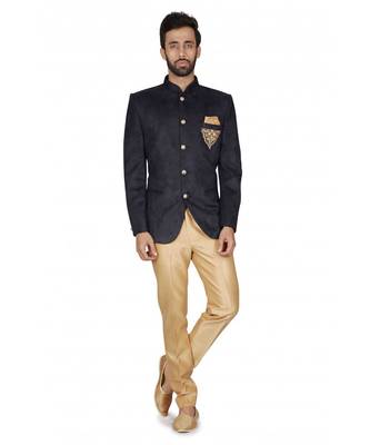 Suede Velvet Traditional Sleeveless Chinese Collar Solid Stitched Jodhpuri For Mens 2