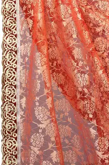 Women's Embroidered Fashion Net Saree  With Blouse Piece
