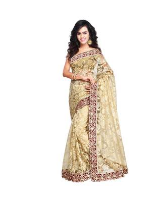 Women's Embroidered Fashion Net Saree  With Blouse Piece 1