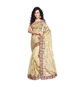 Women's Embroidered Fashion Net Saree  With Blouse Piece
