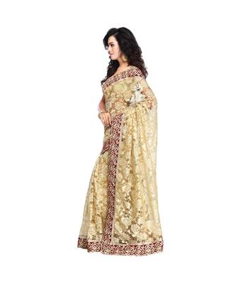 Women's Embroidered Fashion Net Saree  With Blouse Piece 2