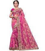 Women's Embroidered Fashion Net Saree  With Blouse Piece
