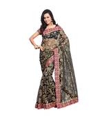 Women's Embroidered Fashion Net Saree  With Blouse Piece