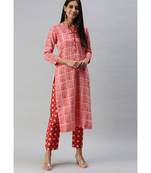 Women Pink Printed Kurta with Palazzo Pant