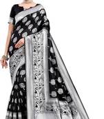 Heavy Banarasi Silk Black Saree with Silver Zari Jacquard work